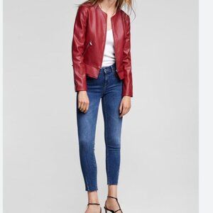 Zara Faux Leather Jacket With Peplum Hem